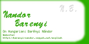 nandor barenyi business card